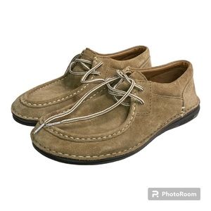 Birkenstock Taupe Pasadena Suede Leather Lace Up Moc Toe Shoe 41 EU 8-8.5 US